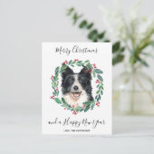 Border Collie Hond Elegant Vrolijk Kerstfeest Feestdagenkaart (Staand voorkant)