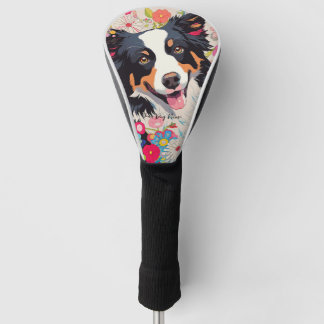 Border Collie Hond en Bloemen 002 - Tailor juweel Golfheadcover