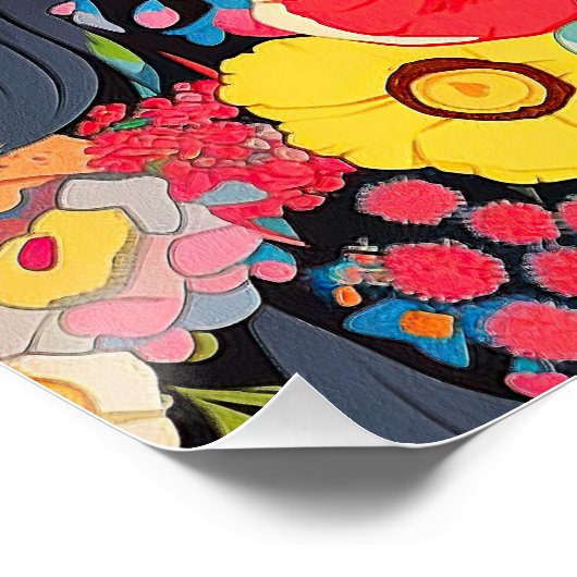 Border Collie Hond en Bloemen 002 - Tailor juweel Perfect Poster (Hoek)