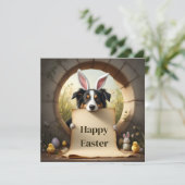 Border Collie hond en de boodschap Feestdagenkaart (Staand voorkant)