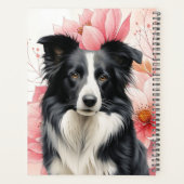Border Collie-hond en vette roze lelies Planner (Achterkant)