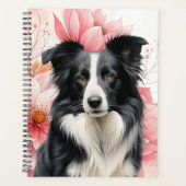 Border Collie-hond en vette roze lelies Planner (Voorkant)