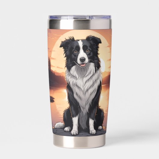 Border Collie Hond Geïsoleerde Drinkbeker (Voorkant)