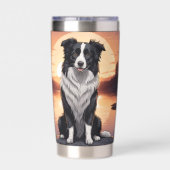 Border Collie Hond Geïsoleerde Drinkbeker (Achterkant)