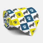 Border Collie Hond Gele n Blauwe Poot Vierkanten Stropdas (Opgerold)