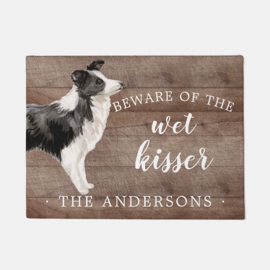 Border Collie Hond Gepersonaliseerde Deurmat (Voorkant)