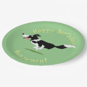 Border Collie hond gepersonaliseerde verjaardag ca Papieren Bordje (Gekanteld)