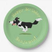 Border Collie hond gepersonaliseerde verjaardag ca Papieren Bordje (Voorkant)
