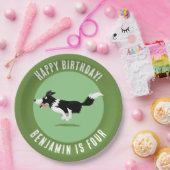Border Collie hond gepersonaliseerde verjaardag ca Papieren Bordje (Feest)