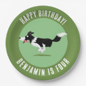 Border Collie hond gepersonaliseerde verjaardag ca Papieren Bordje (Voorkant)