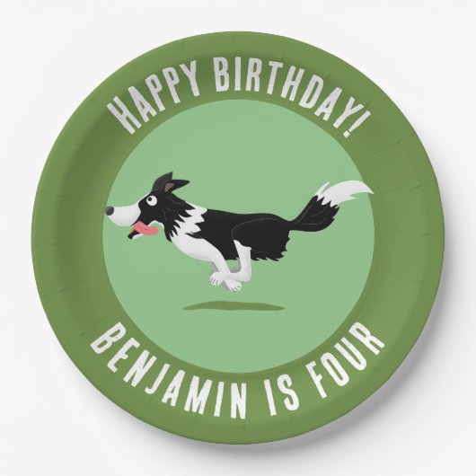 Border Collie hond gepersonaliseerde verjaardag ca Papieren Bordje (Voorkant)
