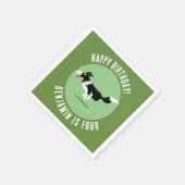 Border Collie hond gepersonaliseerde verjaardag ca Servet (Hoek)