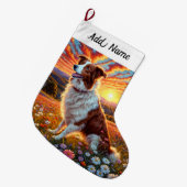 Border Collie Hond Grote Kerstsok (Voorkant (Hangend))