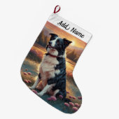 Border Collie Hond Grote Kerstsok (Voorkant (Hangend))