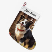 Border Collie Hond Grote Kerstsok (Voorkant (Hangend))