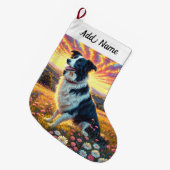 Border Collie Hond Grote Kerstsok (Voorkant (Hangend))