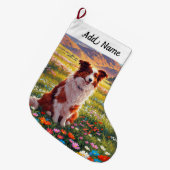 Border Collie Hond Grote Kerstsok (Voorkant (Hangend))
