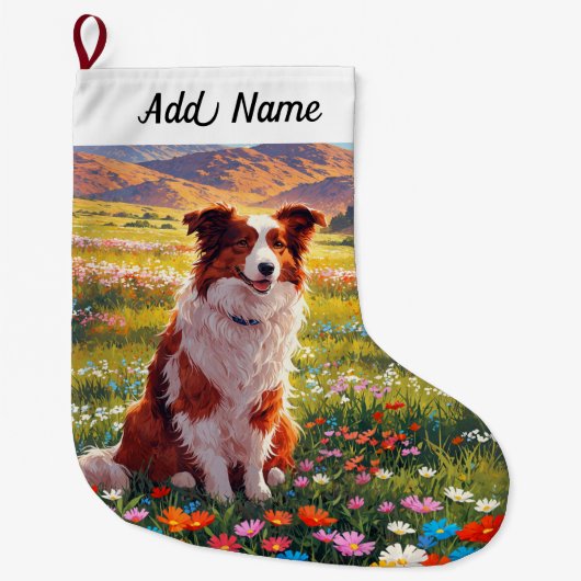 Border Collie Hond Grote Kerstsok (Voorkant)