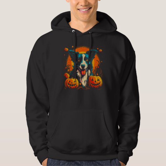 Border Collie Hond Halloween Thema Hoodie (Voorkant)