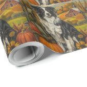 Border Collie Hond Herfst Oogst Dankdag Cadeaupapier (Rol Hoek)