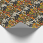 Border Collie Hond Herfst Oogst Dankdag Cadeaupapier (Hoek)