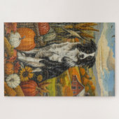 Border Collie Hond Herfst Oogst Thanksgiving Legpuzzel (Horizontaal)