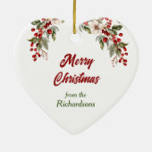 Border Collie Hond Holly Berry Kerstmis Keramisch Ornament (Achterkant)