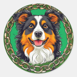 Border collie hond Huisdier Liefhebber Cadeau, Die Ronde Sticker
