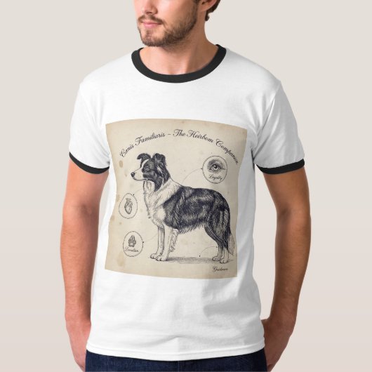 Border Collie  Hond Illustratie T-Shirt (Voorkant)