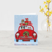 Border Collie-hond in auto met kerstman Kaart (Gele Bloem)