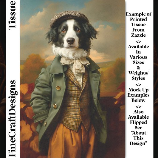 Border Collie Hond In De Herfst/Val DV9L Découpage Tissuepapier
