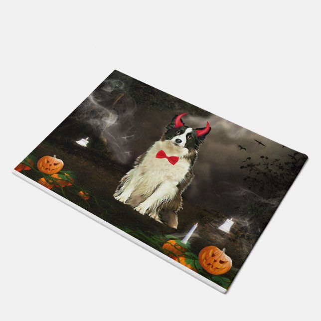 Border Collie Hond in Halloween Kostuum Deurmat (Schuin)