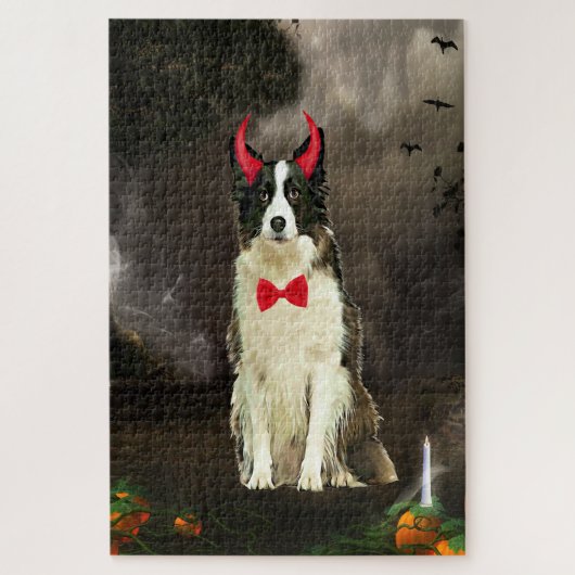 Border Collie Hond in Halloween Kostuum Legpuzzel (Verticaal)