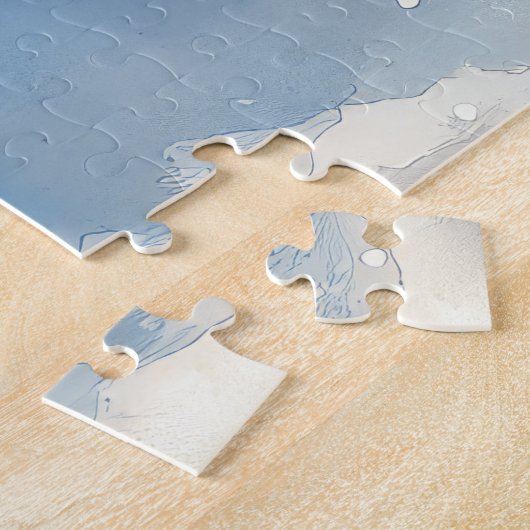 Border Collie Hond in Sledge Laat het Sneeuw Kerst Legpuzzel (Zijkant)