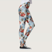 Border Collie-hond in slee laat het sneeuwen Kerst Leggings (Rechts)