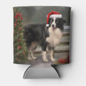 Border Collie Hond in Sneeuw Kerstmis Blikjeskoeler (Voorkant)