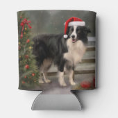 Border Collie Hond in Sneeuw Kerstmis Blikjeskoeler (Achterkant)