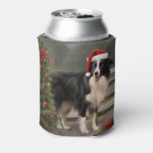 Border Collie Hond in Sneeuw Kerstmis Blikjeskoeler (Blikje Achterkant)