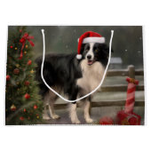 Border Collie Hond in Sneeuw Kerstmis Groot Cadeauzakje (Voorkant)