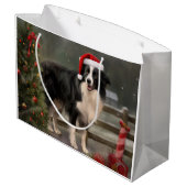 Border Collie Hond in Sneeuw Kerstmis Groot Cadeauzakje (Achterkant Gekanteld)