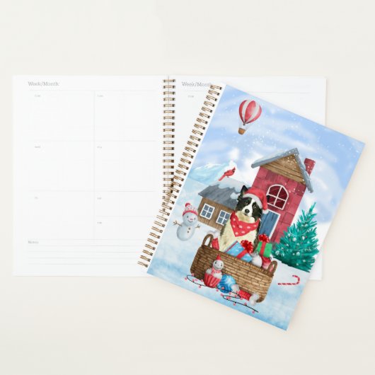 Border Collie-hond in sneeuw Kerstmis Hondenhok Planner (Display)