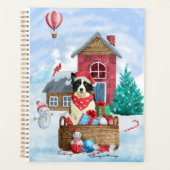 Border Collie-hond in sneeuw Kerstmis Hondenhok Planner (Voorkant)