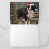 Border Collie Hond in Sneeuw Kerstmis Kaart (Binnen)
