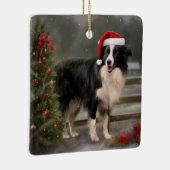 Border Collie Hond in Sneeuw Kerstmis Keramisch Ornament (Rechts)