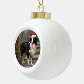 Border Collie Hond in Sneeuw Kerstmis Keramische Bal Ornament (Rechts)