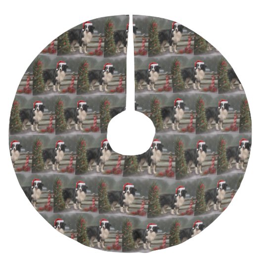 Border Collie Hond in Sneeuw Kerstmis Kerstboom Rok (Voorkant)
