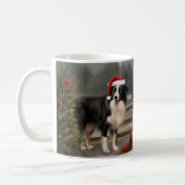 Border Collie Hond in Sneeuw Kerstmis Koffiemok (Links)