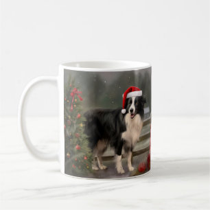 Border Collie Hond in Sneeuw Kerstmis Koffiemok