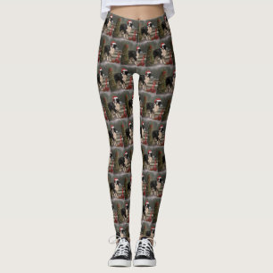 Border Collie Hond in Sneeuw Kerstmis Leggings
