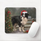 Border Collie Hond in Sneeuw Kerstmis Muismat (Met muis)